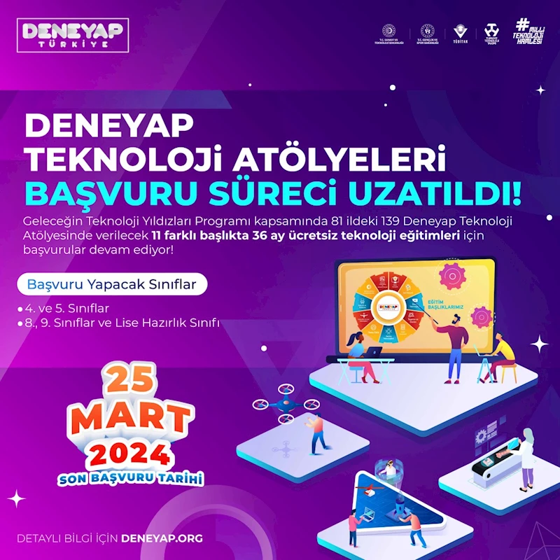 Deneyap Teknoloji Atölyeleri için başvuru süreci uzatıldı 