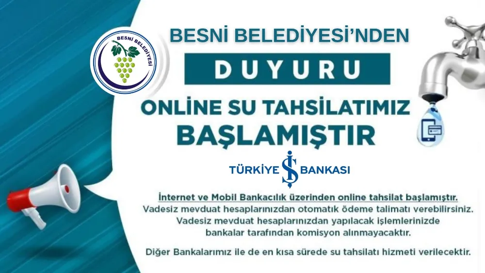 Besni’de su tahsilatlarında online ödeme dönemi başladı