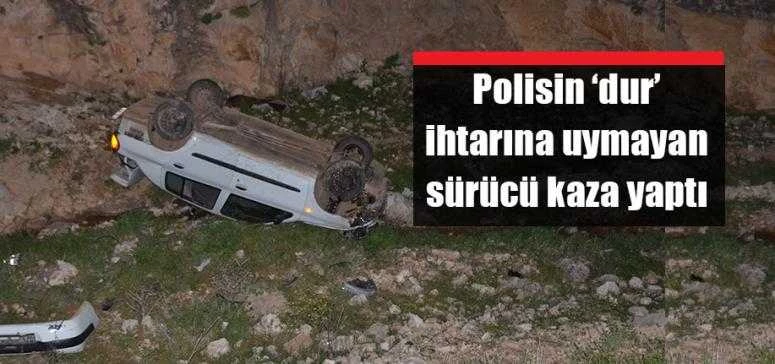 Polisin ‘dur’ ihtarına uymayan sürücü kaza yaptı